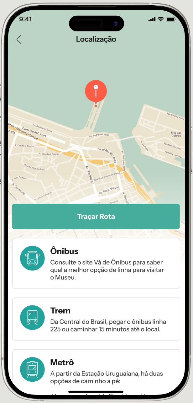 Mapa e orientações para chegar ao Museu do Amanhã